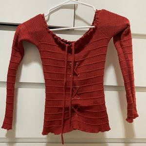 Off shoulder lace up